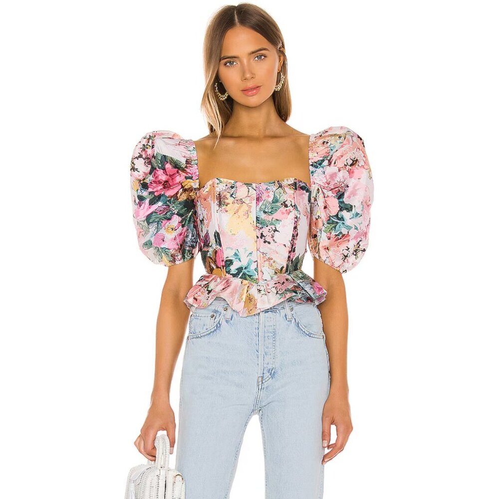 HEMANT AND NANDITA Puff Sleeve Aroha Top - XS